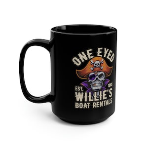 One Eyed Pirate Boat Rentals Kultige 15 oz Schwarze Kaffeetasse