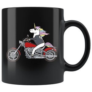 Tough Unicorn Biker Awesome Motorcycle Chopper 11 oz Black Coffee Mug