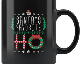 Santa's Favorite HO 11 oz Black Coffee Mug