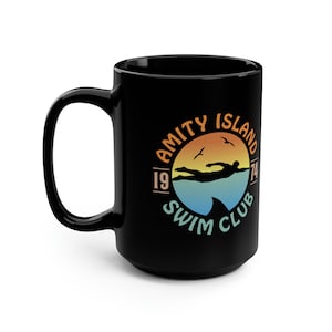 Amity Island Swim Club 1974 15 oz Black Coffee Mug