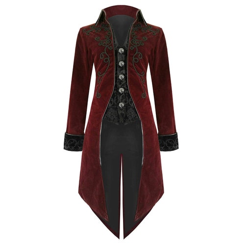 Men's Tailcoat Red Velvet Goth Steampunk Aristocrat - Etsy