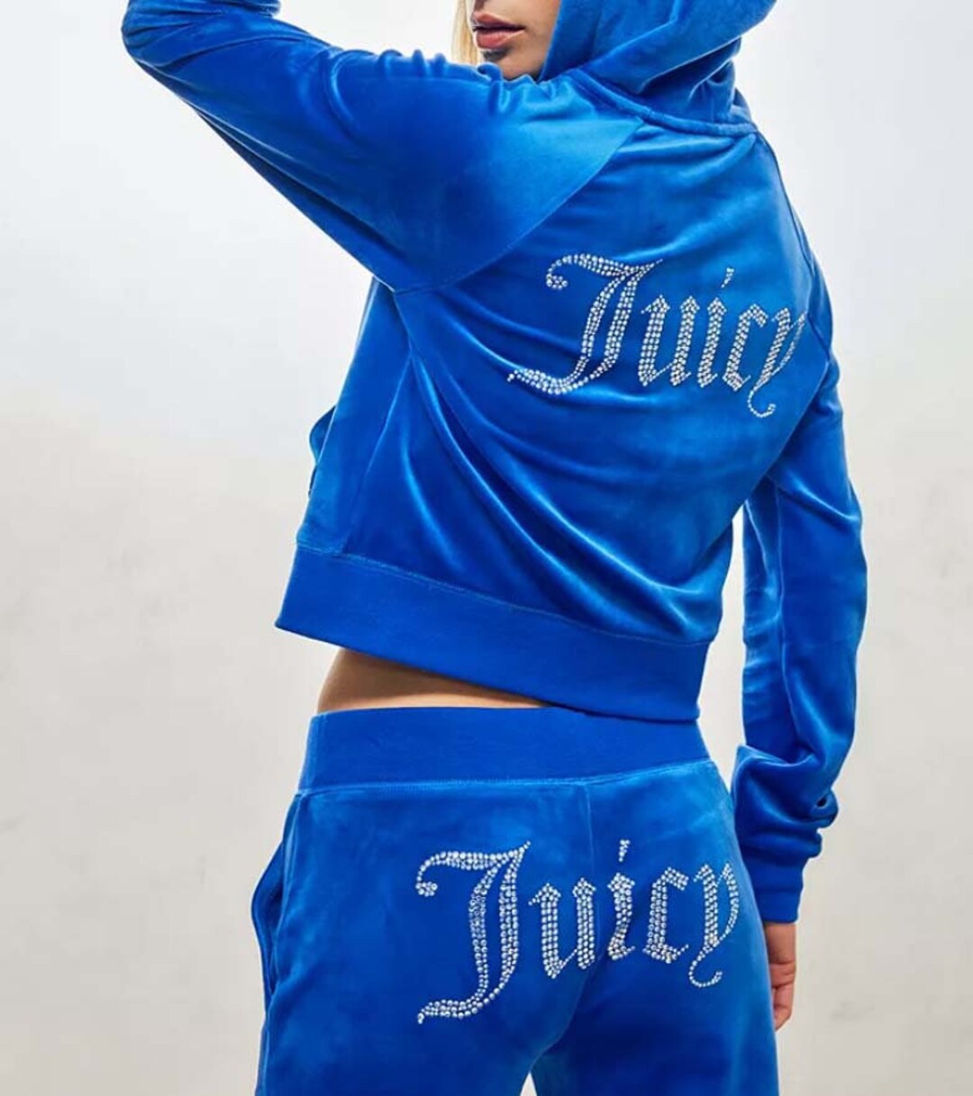 Juicy Velour Two Piece Rhinestone Tracksuit Set Velvet - Etsy