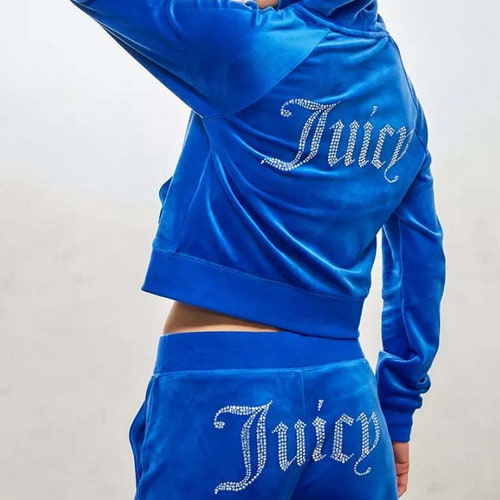 Juicy Velour Two Piece Rhinestone Tracksuit Set Velvet Etsy