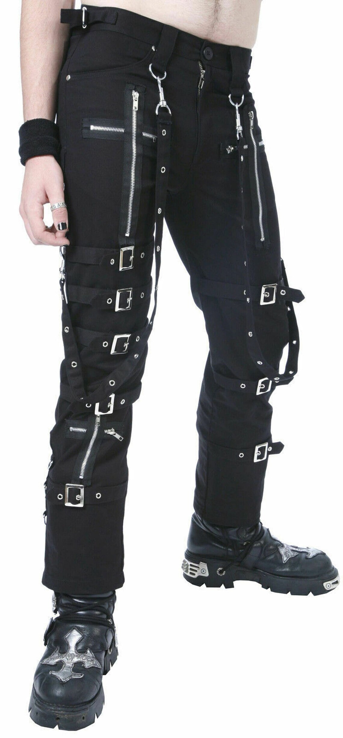 Handmade Gothic Pant Black Buckle Zip Chain Bondage Trouser - Etsy