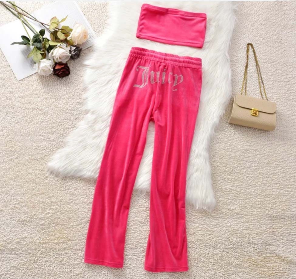 Velvet Juicy Couture Tube Top 2 Pcs Tracksuit Jogger and Top - Etsy
