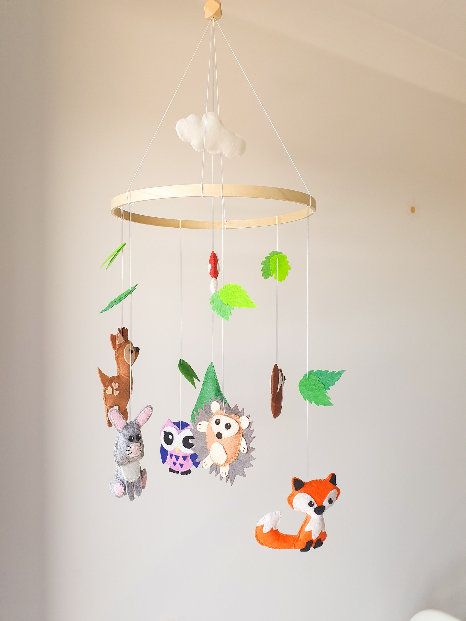 Woodland Animal Baby Mobile Nursery Decor Felt Baby Mobile Etsy Australia