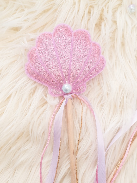 Mermaid Birthday Wand, Mermaid Costume Accessories, Personalised Felt Name Embroidary Hoop, Mermaid Party Gift Decor