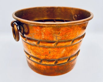 RARE atemberaubender französischer Vintage Handgemachter Eiskübel aus Kupfer und Messing