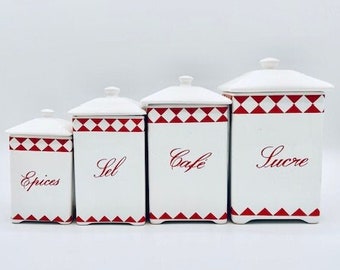 Set von vier Vintage französischen Keramik Art Deco-Kanistern