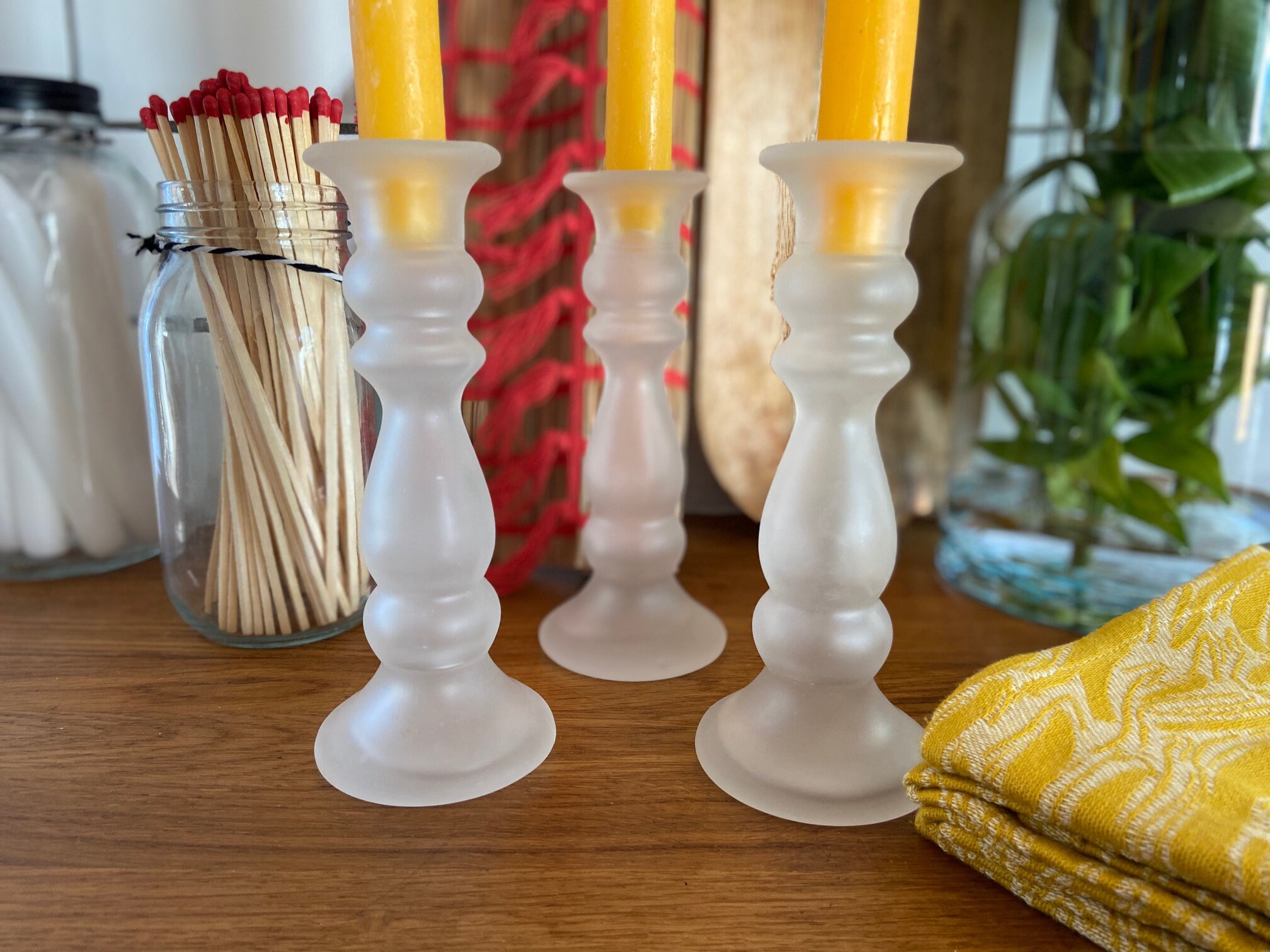 Ensemble de Trois Bougeoirs Vintage Givrés