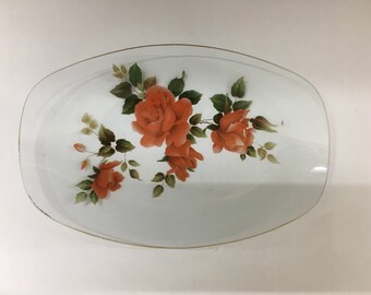 Vintage kleine glas florale Servierplatte