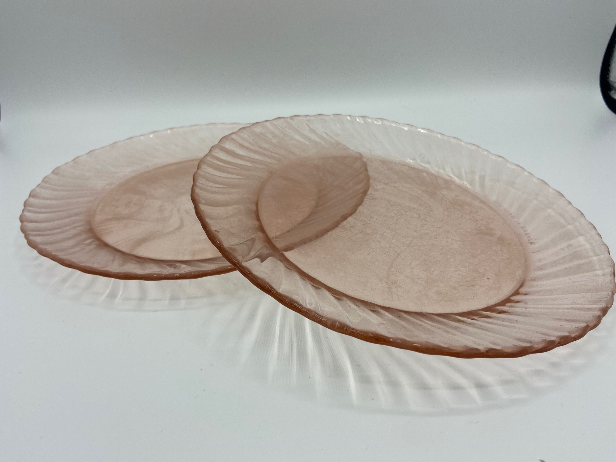 Arcroc French Vintage Pink Glass Plates
