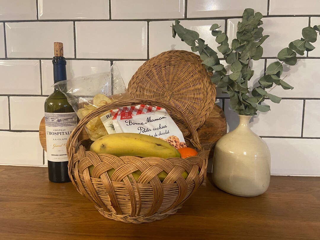Vintage French Country Picnic Basket With Lid Etsy
