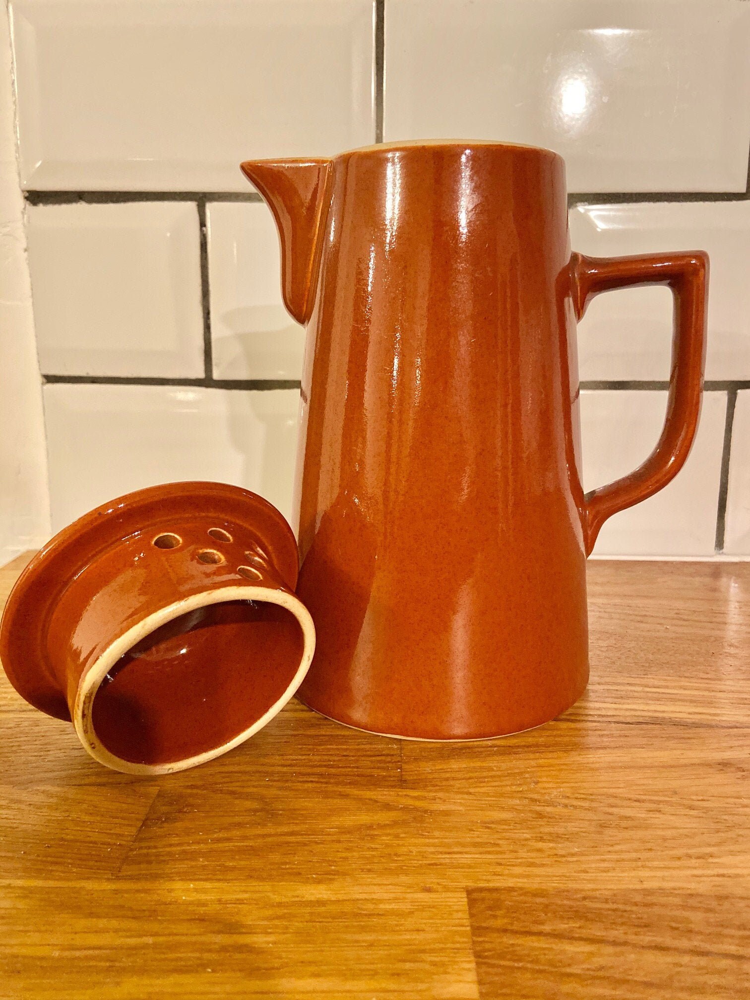 Vintage 1970's E & R Pottery 1958 Cafetière