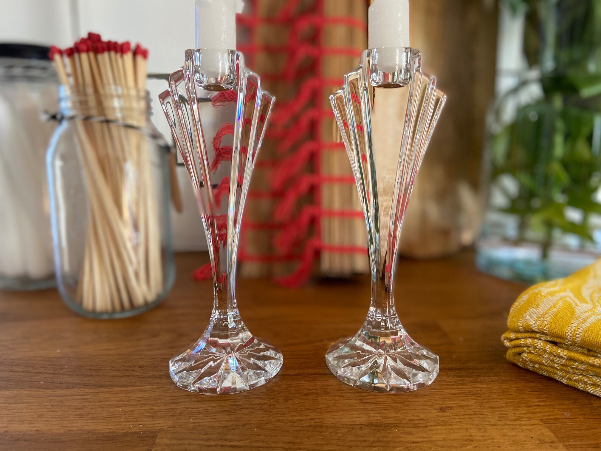 Bâtons de Bougie Vintage en Cristal Taillé