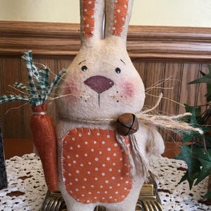 Primitive bunny decor, farmhouse decor, handmade spring decor, handmade prim Easter decor,