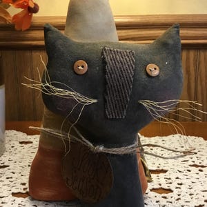 Fall decor, Halloween decor, black cat decor, candy corn decor, primitive Halloween decor, primitive black cat