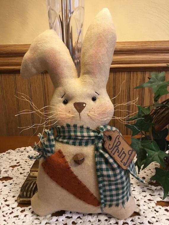 Primitive Easter decor, primitive handmade bunny, primitive farmhouse Easter decor, primitive Easter bunny
