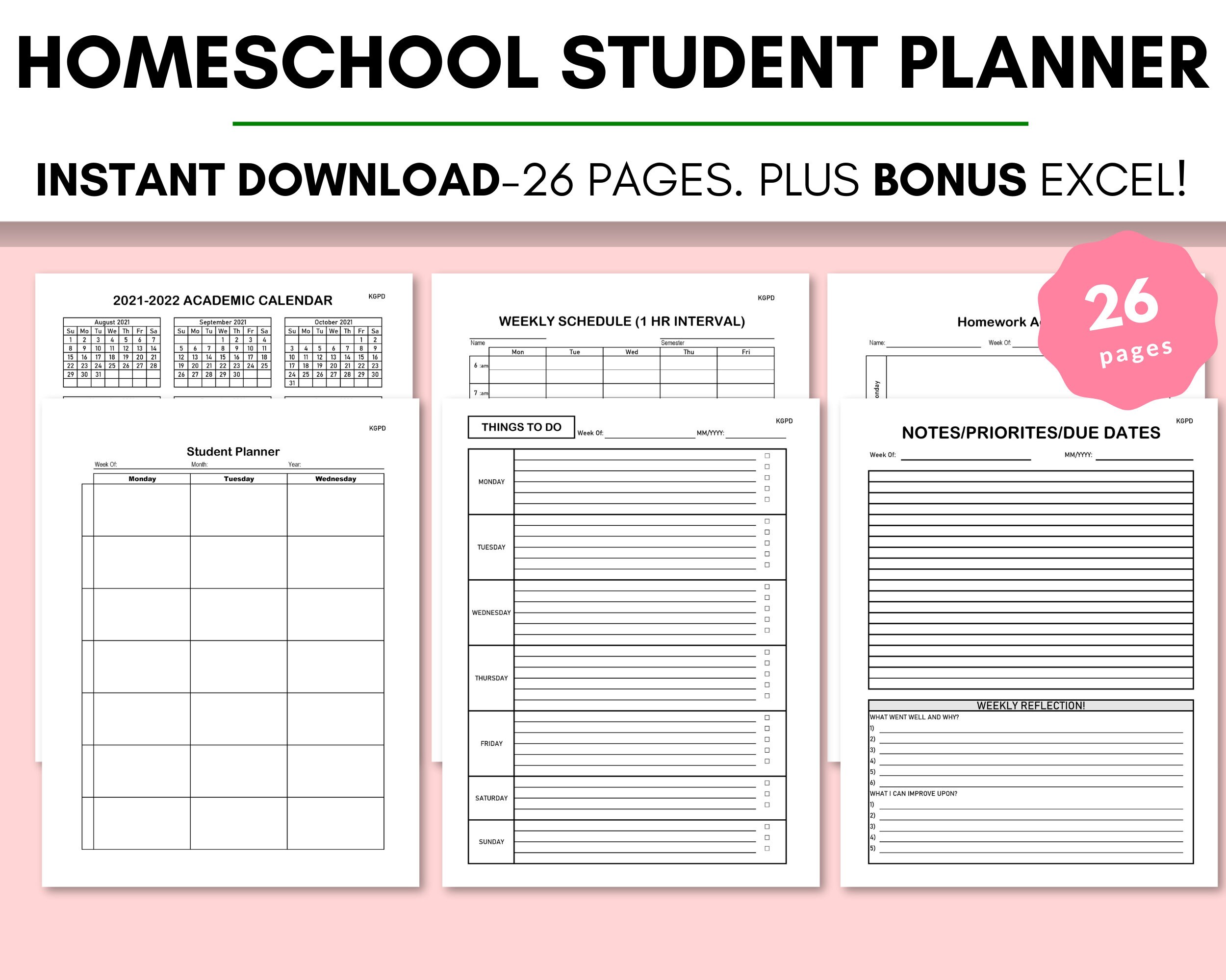 21 22 Student Planner Homeschool Planner Printable Etsy 21 22 Student Planner Homeschool Planner Printable Etsy