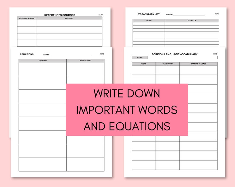 College Planner Printable: Study Planners Course Outlines | Etsy