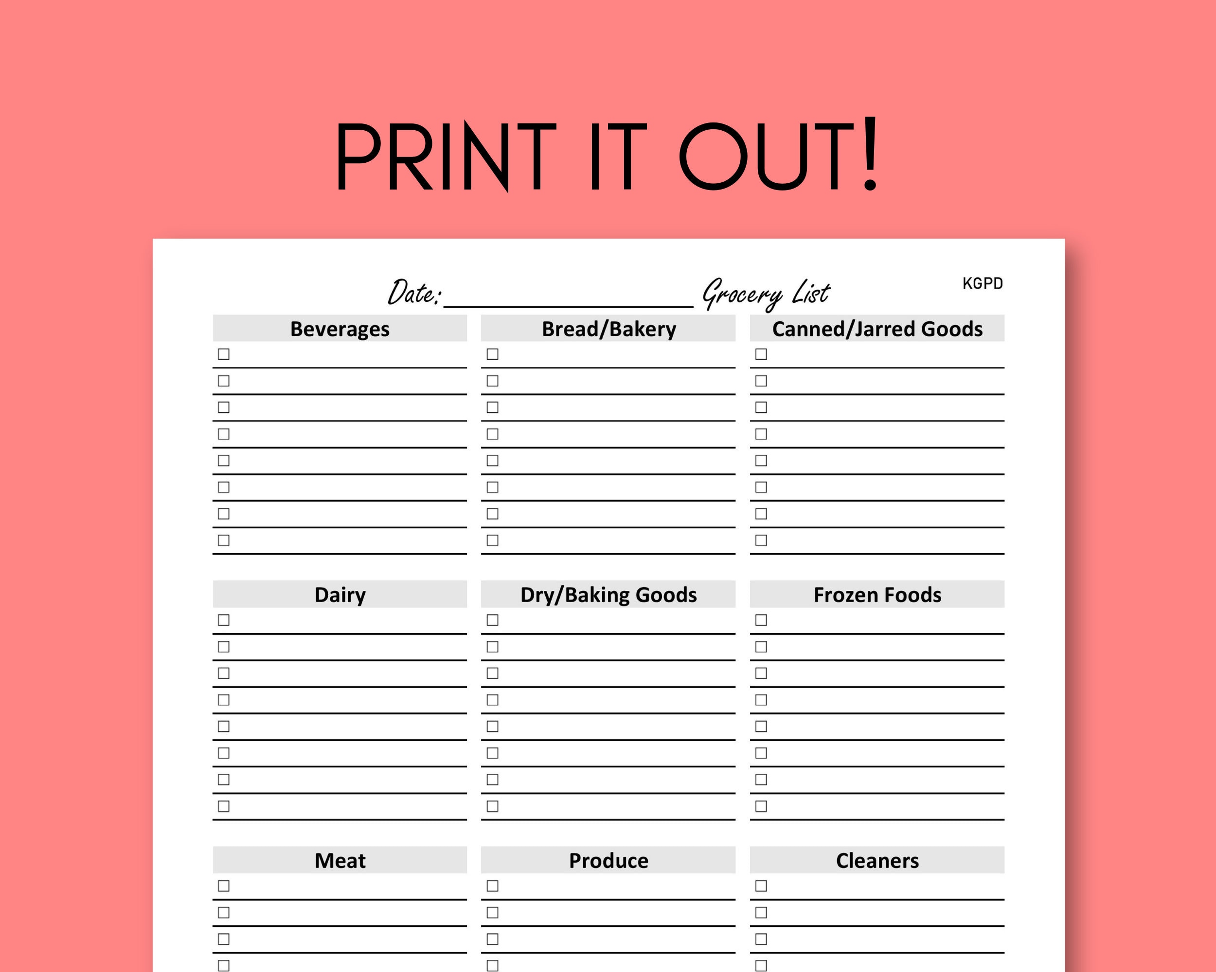 grocery shopping list printable plan your meals save time by etsy