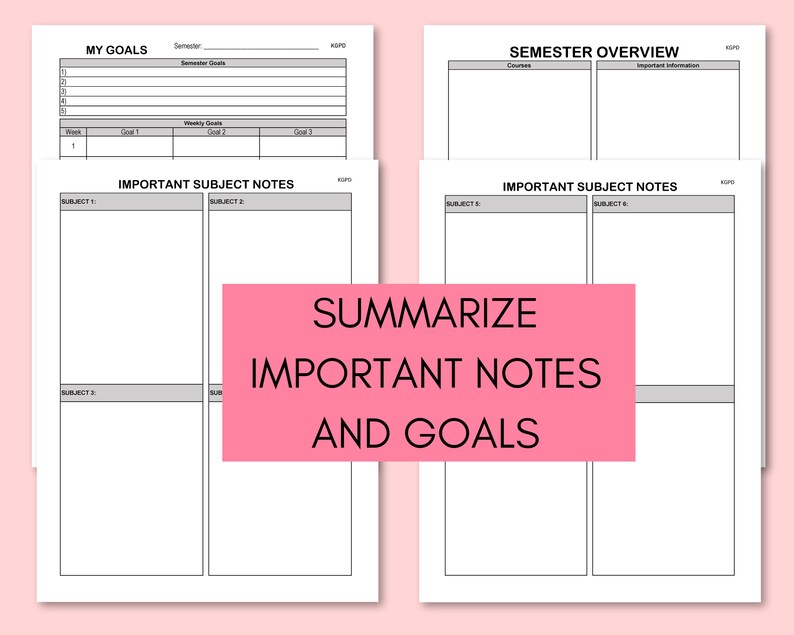 College Planner Printable: Study Planners Course Outlines - Etsy