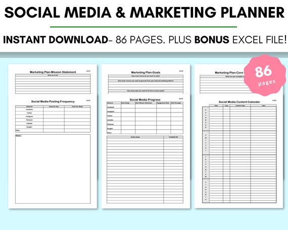 Marketing Planner: Business Marketing Printables for Business | Etsy
