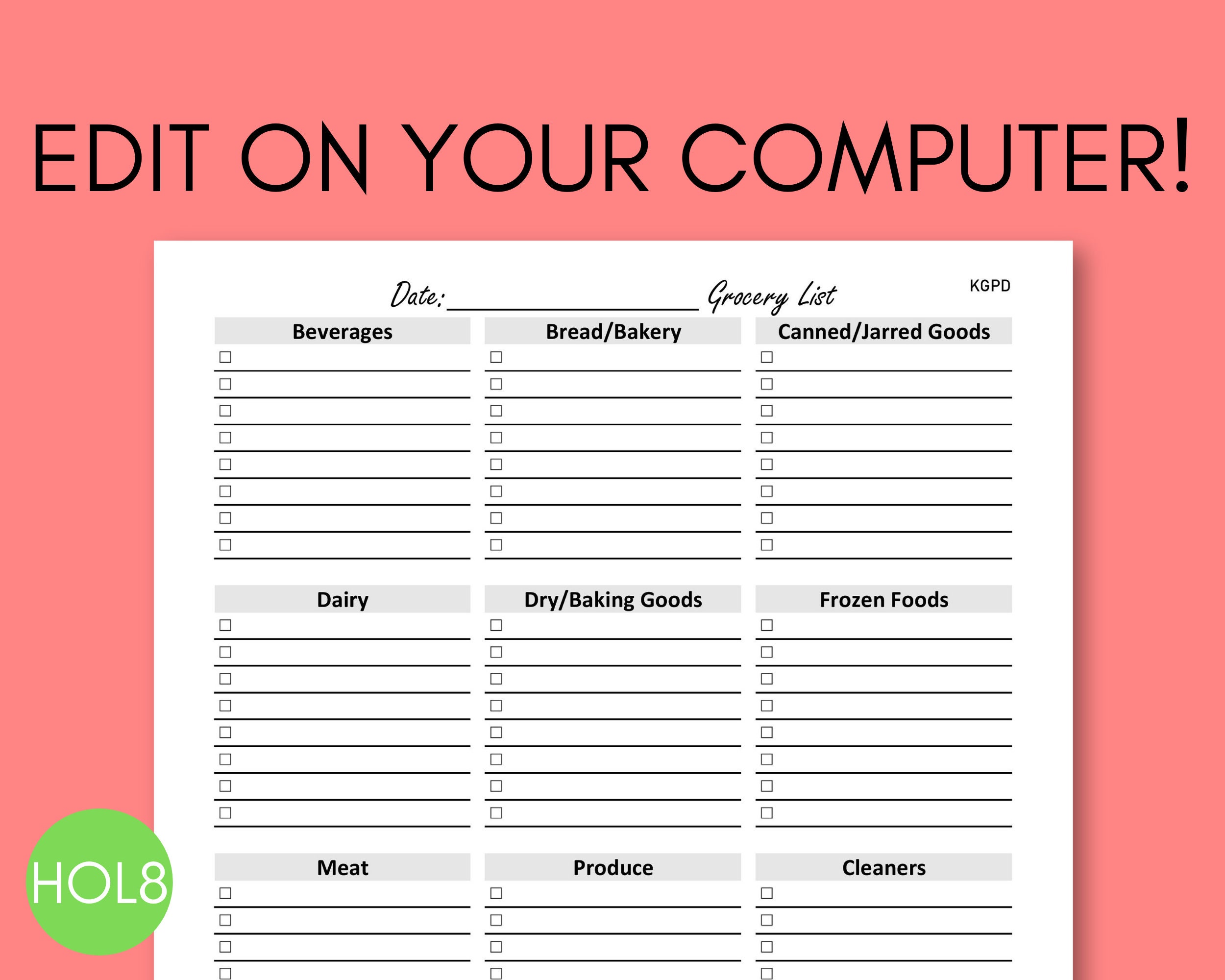 grocery shopping list printable plan your meals save time by etsy