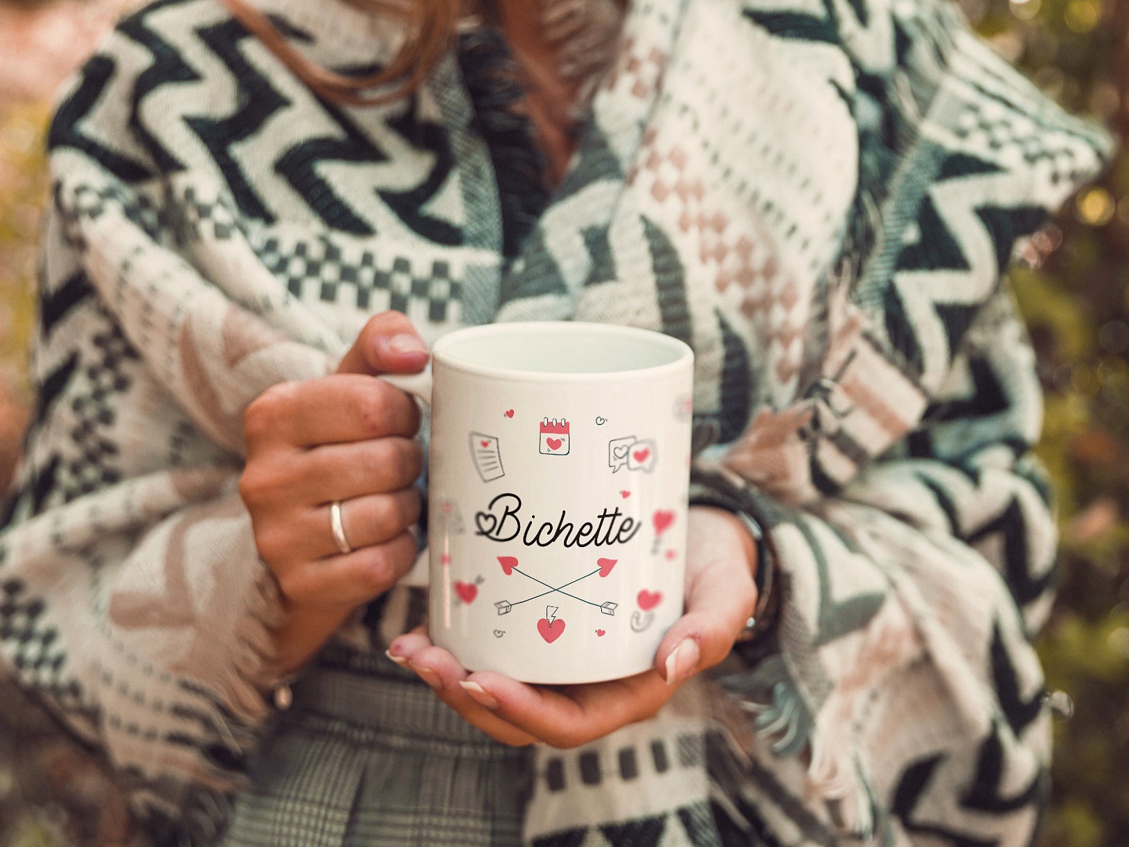 Mug Personnalisé - Bichette L Fabriqué en France Tasse Céramique Artisanal Cadeau Couple Saint Valen