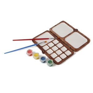 Portable Wooden Color Palette Tray / Case for 12 Watercolors or Poster Colors: Perfect Gift for Artists and Painter | Colour Mixing Tray