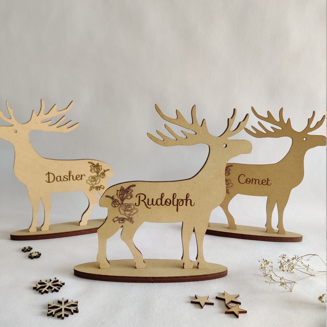 Personalized Wooden Christmas Reindeer Table Decoration Luxury Stags