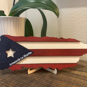 Puerto Rico Island Wood Flag