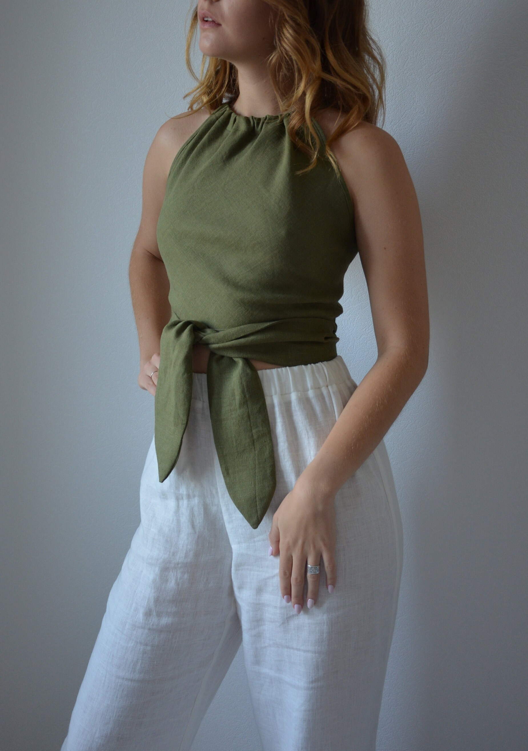 Linen top backless halter crop top organic linen clothing Etsy