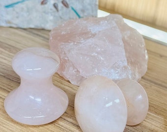 Natural Rose Quartz Crystal Mushroom Massage Tool .