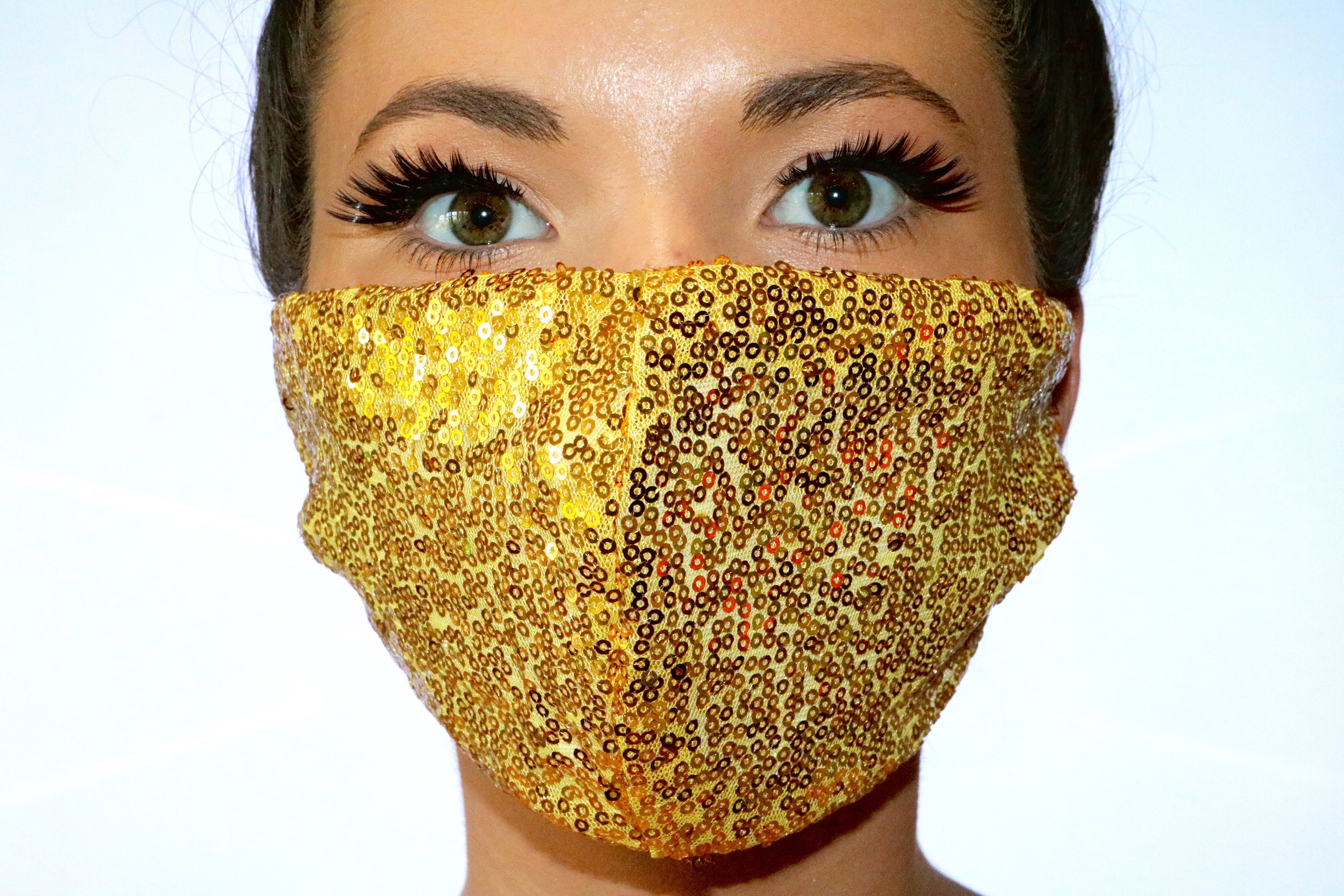 Gold sequin Face mask handmade in UK Etsy