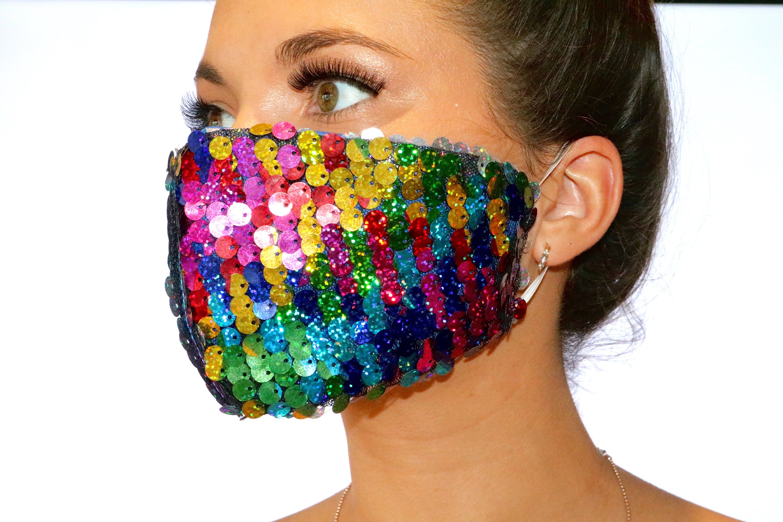 Rainbow Sequin Face Mask Hand Made in the UK Etsy UK