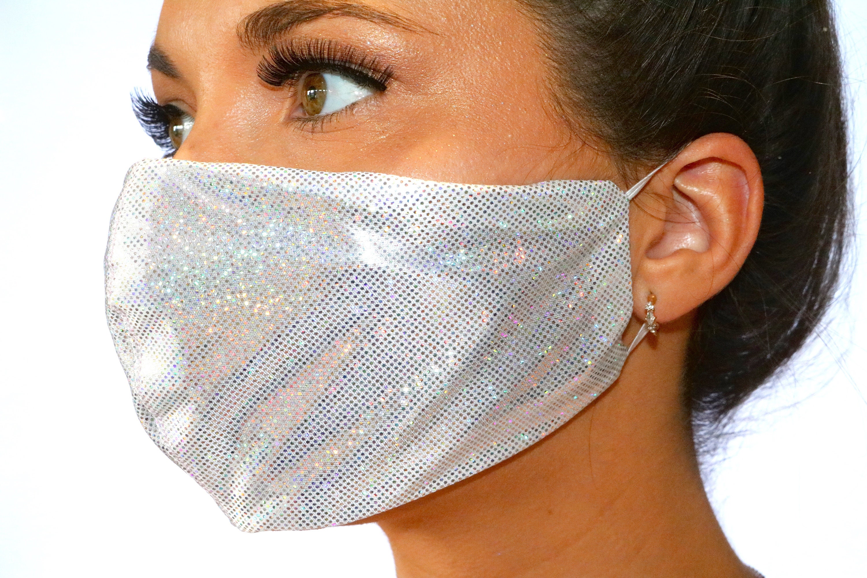 Silver Metallic Face Mask Hand Made in the UK Etsy UK