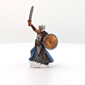 Female Fighter Viking Warrior with Sword and Shield - Hand Painted Miniature for Tabletop RPG