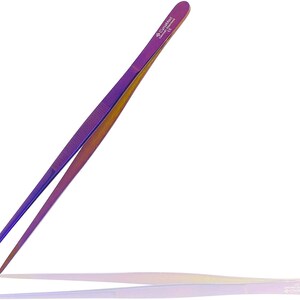 Pince à épiler Cynamed Kitchen Premium 10 po. Acier inoxydable, longue avec embouts dentelés avec précision différentes couleurs Forceps multi-usages Purple