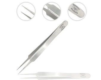 Scientific Labwares High Precision Stainless Steel Lab Tweezers/Forceps with Straight Tapered Ultra Fine Point, 4.25in.
