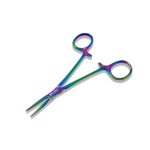 Premium Autoclaveable Heavy Duty Hemostat Forceps Clamps Multi Rainbow Color, Stainless Steel (Available in Straight or Curved Tips)