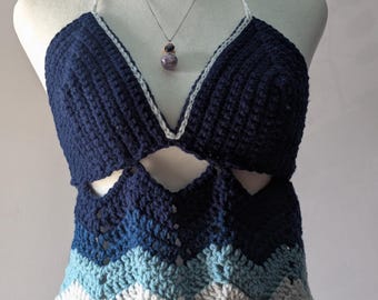 Crochet Chevron Cutout Croptop