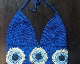 Evil Eye Oma eckiges Neckholder Top