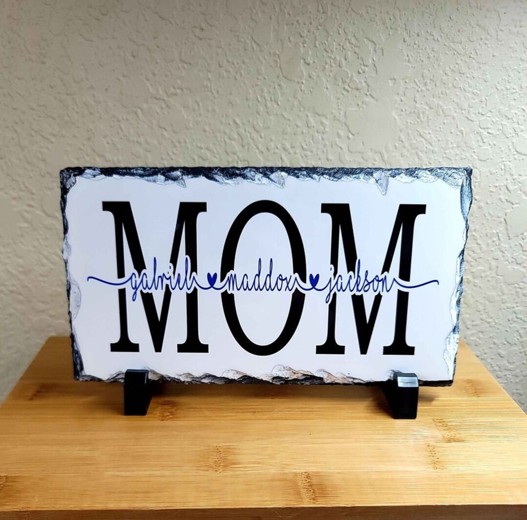 Personalized Mothers Day Rock Slate Plaque for Mom Etsy