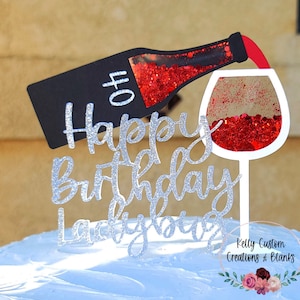 Wine Cake Topper | Birthday | Shaker Cake Topper | Happy Birthday | Custom Cake Topper