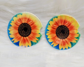 Sunflower Car Coasters | Car Coasters | Custom Car Coasters | Gifts For Her | Gifts for Him