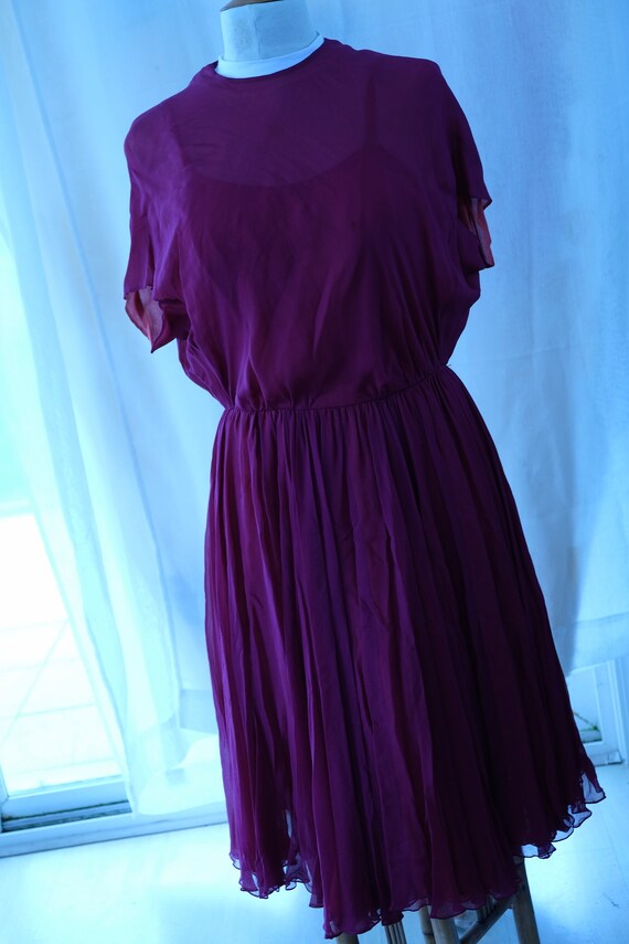 William Pearson Vintage burgundy chiffon dress wit