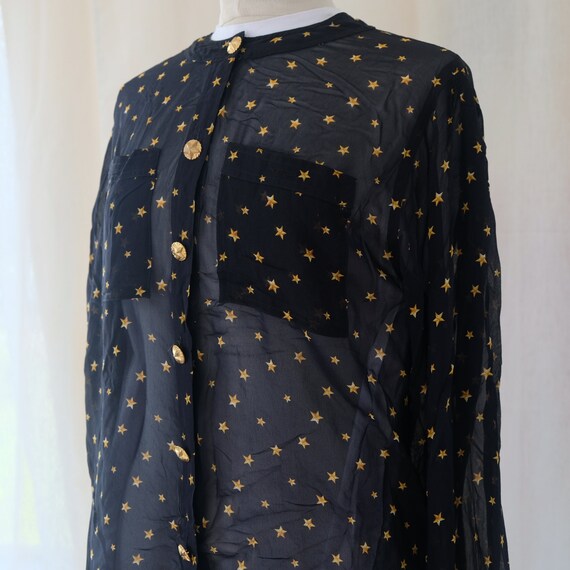 Gloria Sachs 1980s Star chiffon blouse