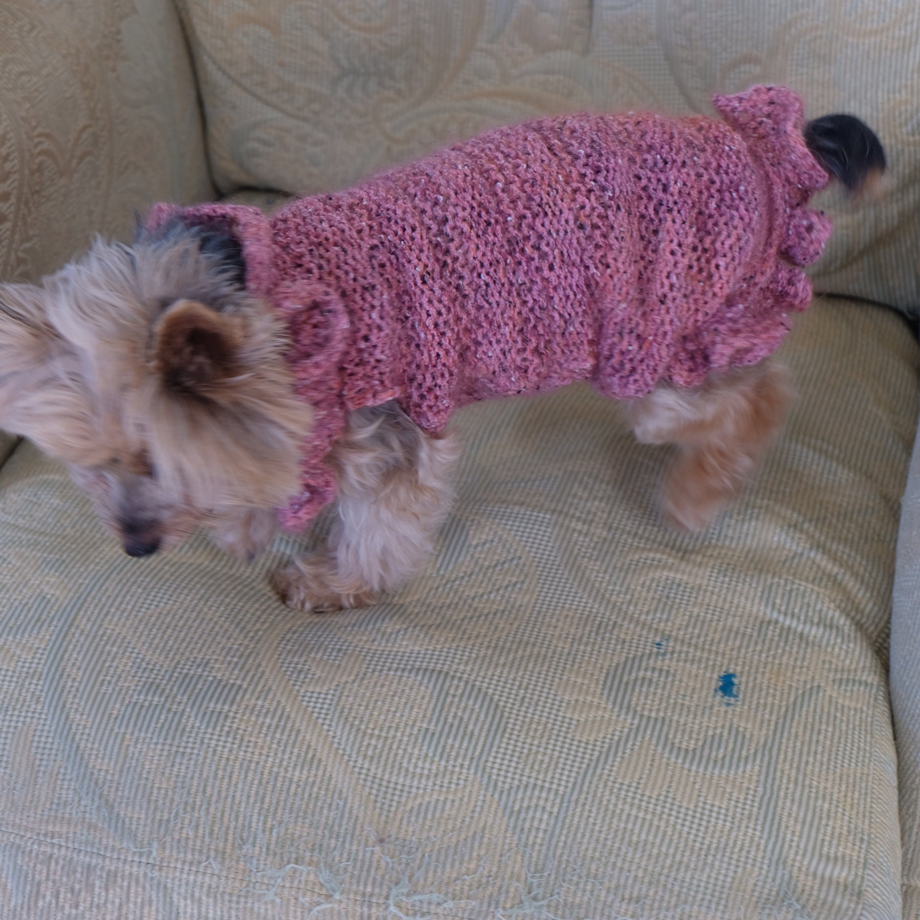 HandKnit Pink Sparkle Dog Sweater Small Etsy