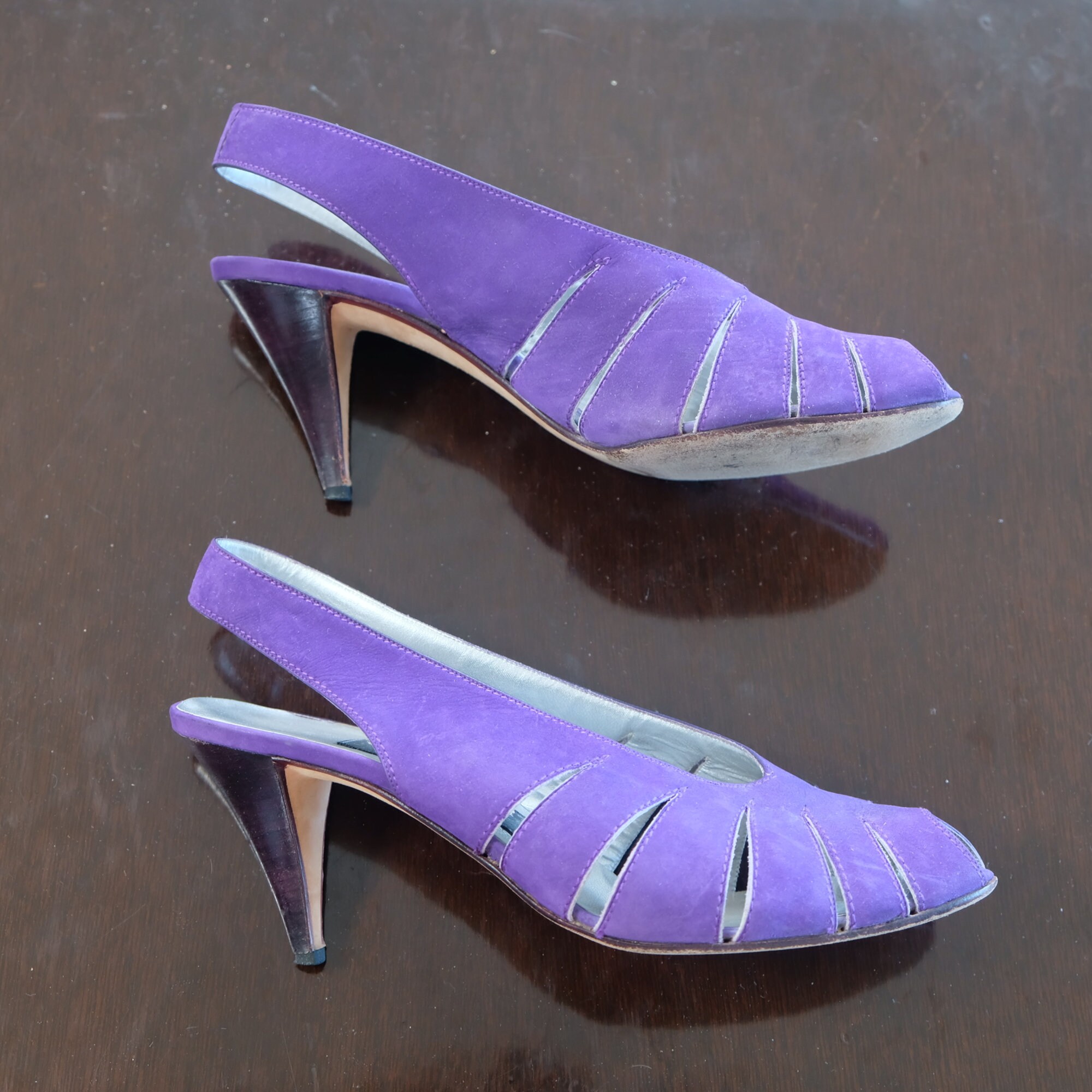Andrea Pfister Purple Suede Slingbacks Size 9.5 Etsy